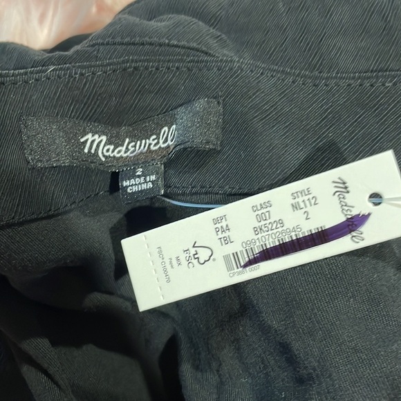 NWT Madewell Black Pleated-Waist True-Wrap Mini Dress - Picture 3 of 10